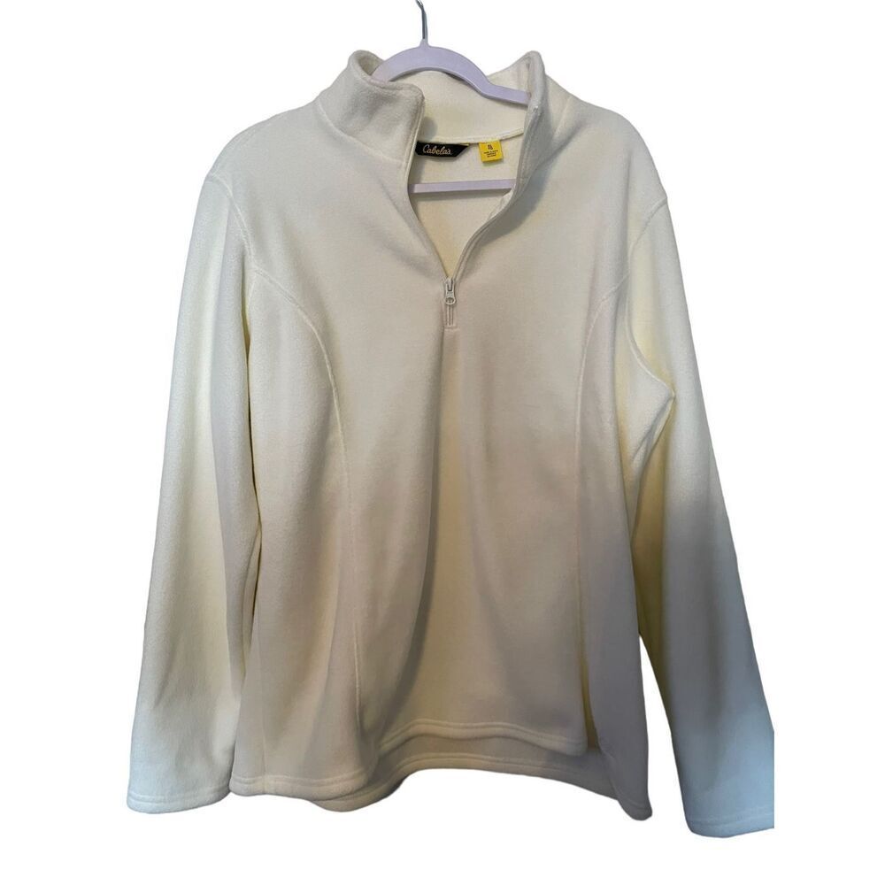 New Cabela’s Womens Cream Long Sleeve Quarter Zip Fleece Sweatshirt XL